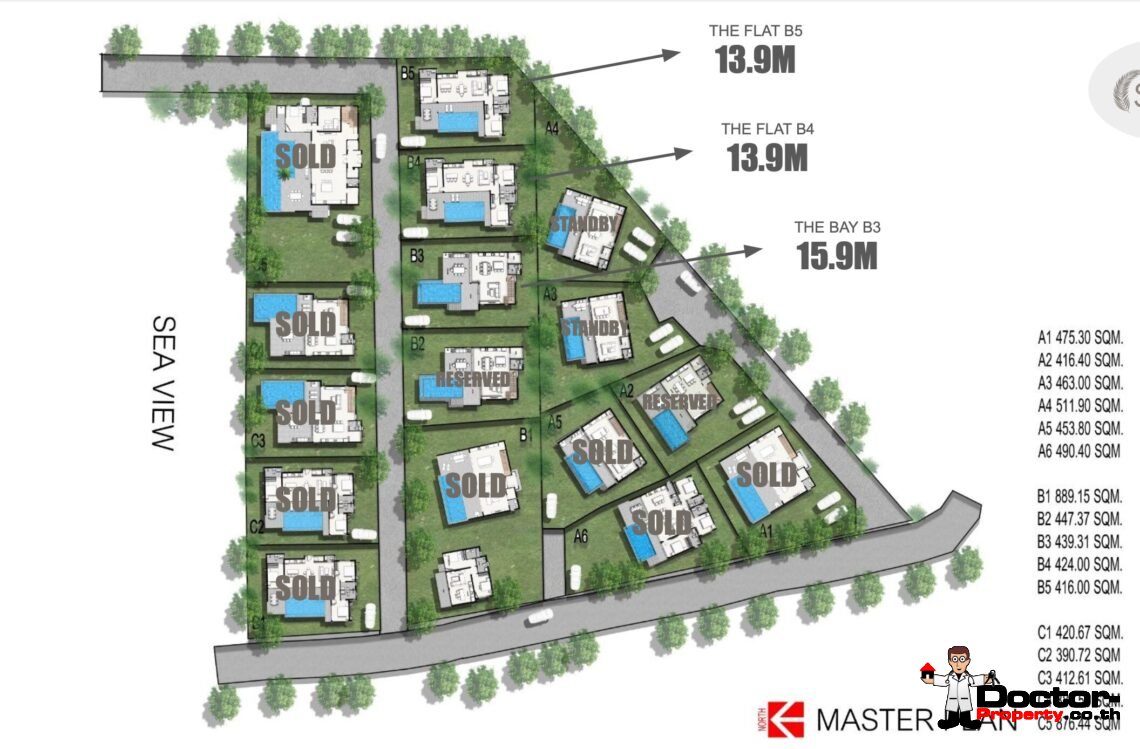 3 Bedroom Pool Villa with Sea View in Plai Laem, Koh Samui – For Sale